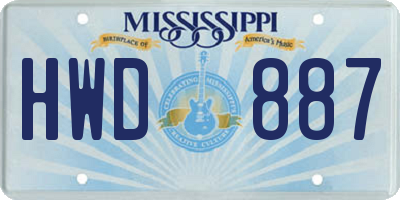 MS license plate HWD887