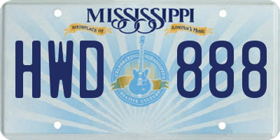 MS license plate HWD888