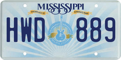 MS license plate HWD889