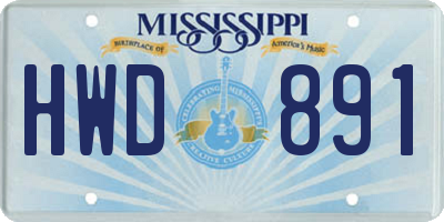 MS license plate HWD891