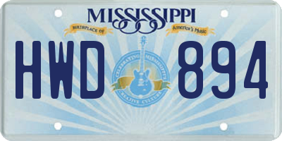 MS license plate HWD894