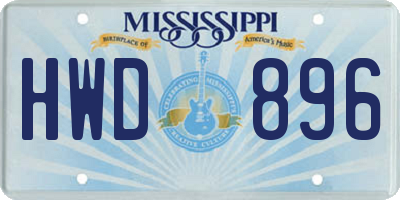 MS license plate HWD896
