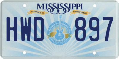 MS license plate HWD897