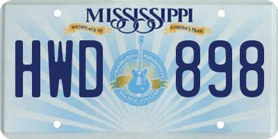 MS license plate HWD898