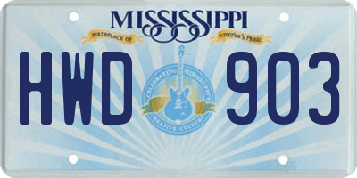 MS license plate HWD903