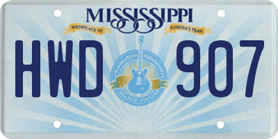 MS license plate HWD907