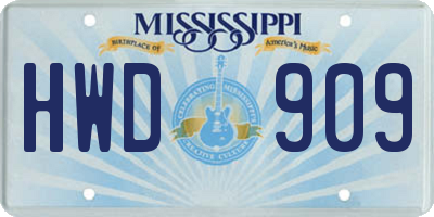 MS license plate HWD909