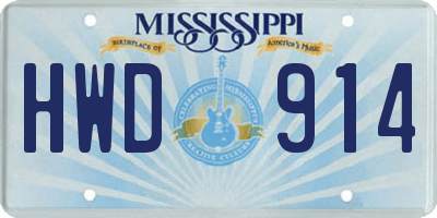 MS license plate HWD914
