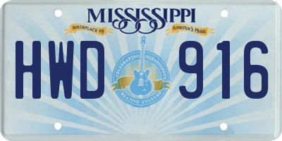 MS license plate HWD916