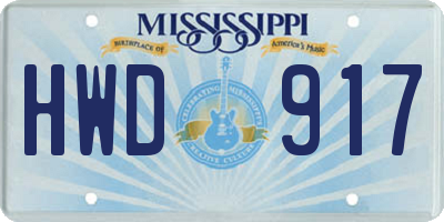 MS license plate HWD917