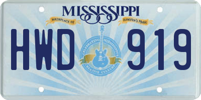 MS license plate HWD919