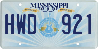 MS license plate HWD921
