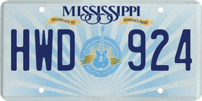 MS license plate HWD924