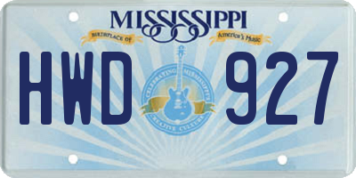 MS license plate HWD927