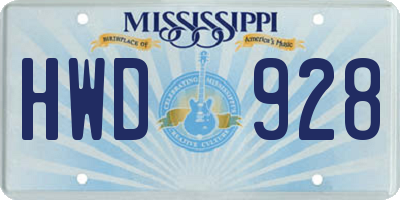 MS license plate HWD928