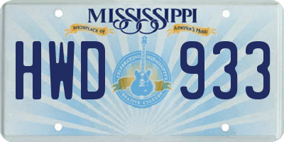 MS license plate HWD933