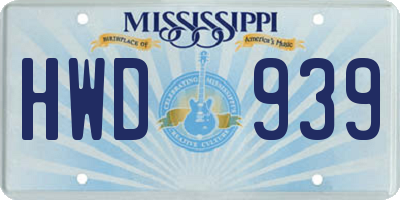 MS license plate HWD939