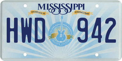 MS license plate HWD942