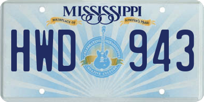 MS license plate HWD943