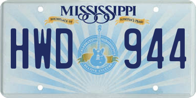 MS license plate HWD944