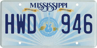 MS license plate HWD946