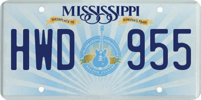 MS license plate HWD955