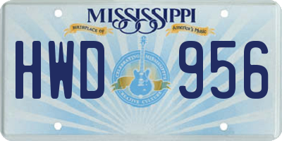 MS license plate HWD956