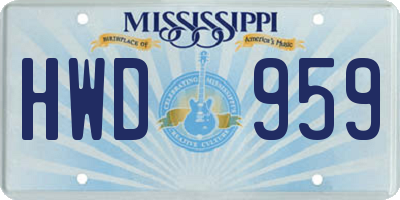 MS license plate HWD959