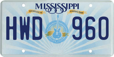 MS license plate HWD960