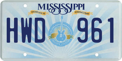 MS license plate HWD961