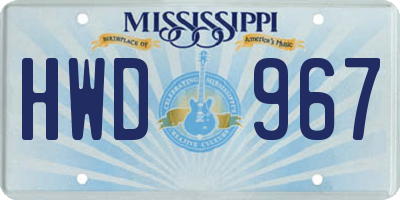 MS license plate HWD967