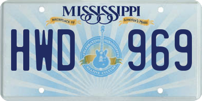 MS license plate HWD969