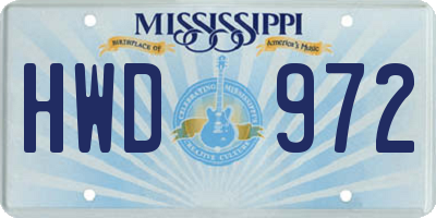 MS license plate HWD972