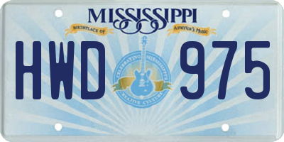 MS license plate HWD975