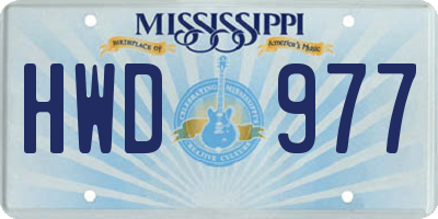 MS license plate HWD977