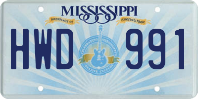 MS license plate HWD991