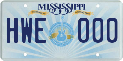 MS license plate HWE000