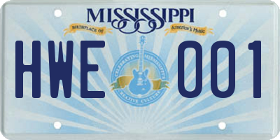MS license plate HWE001