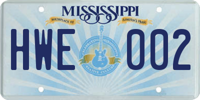 MS license plate HWE002