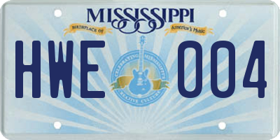 MS license plate HWE004