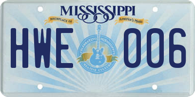 MS license plate HWE006