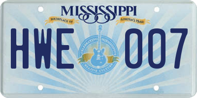 MS license plate HWE007