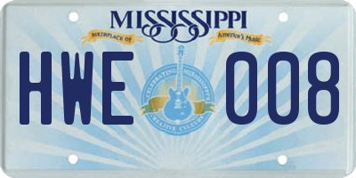 MS license plate HWE008