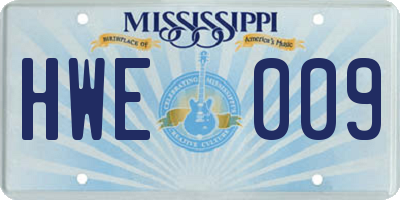 MS license plate HWE009