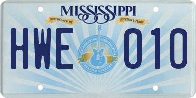 MS license plate HWE010