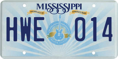 MS license plate HWE014