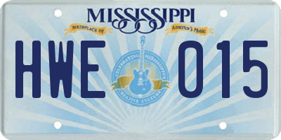 MS license plate HWE015
