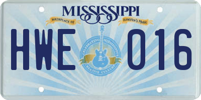 MS license plate HWE016