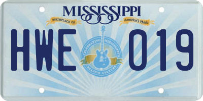 MS license plate HWE019