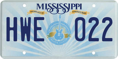 MS license plate HWE022